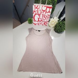 GUESS Superbe haut doublé sans manche beige avec filet et épaules brillantes